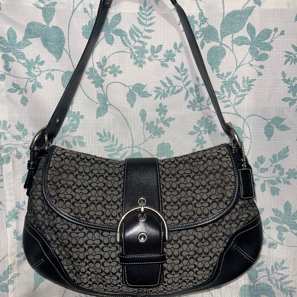 Coach Black and Gray Shoulder Bag vintage